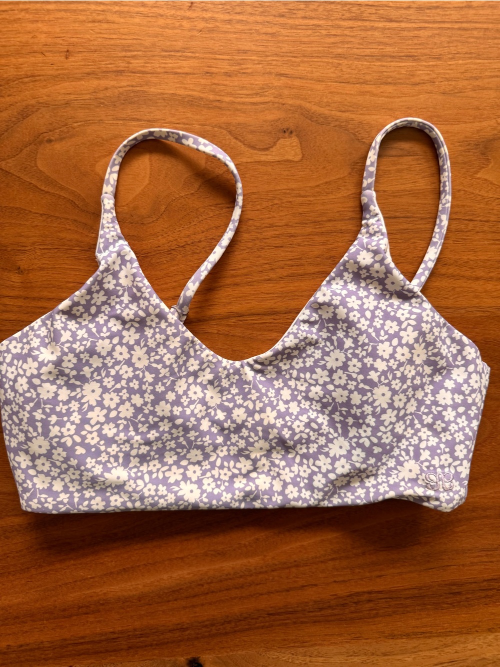 Albion Fit Floral Bikini Top Size Small Lavender Daisy Print